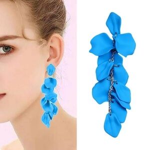 Natasha Couture Bright Blue Floral Earrings